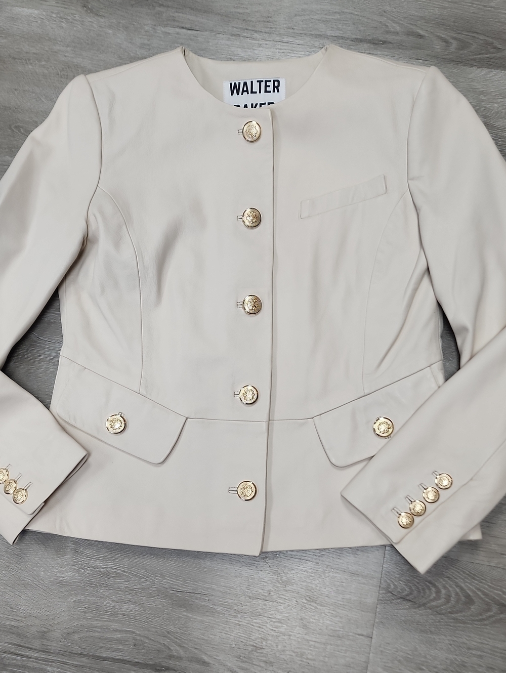 Walter Baker Cream Tailored Blazer with Gold Buttons